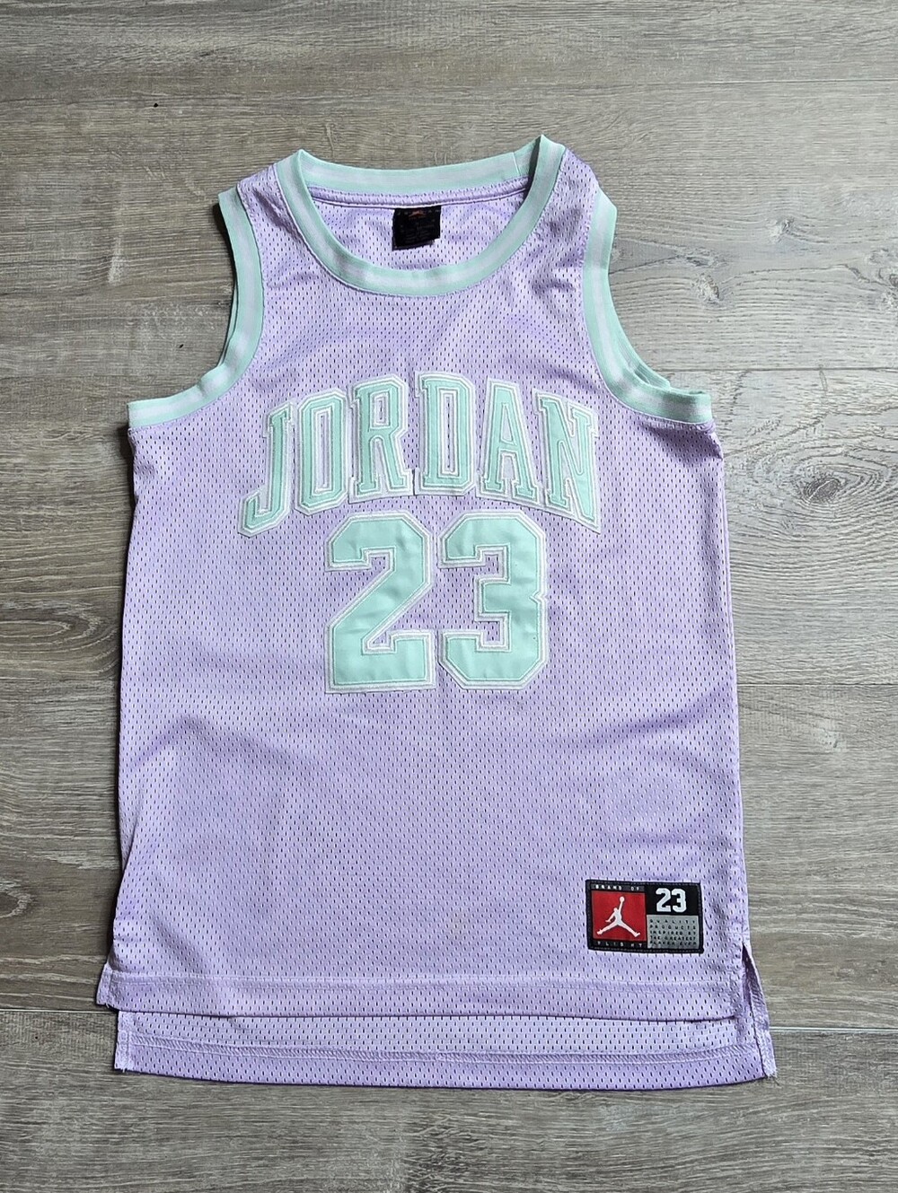Jordan Kids 23 Basketball Jersey Lavender Mint Size 10-12